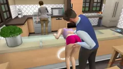 تشغيل لعبة Sims 4: زوجة الأب تقبض على زوج الأم المنحرف وهو يحفر كس ابنة زوجته