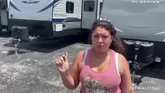 Play Colombian teen milf La Paisa gives her pussy and ass as down payment for an RV in public with loud moaning